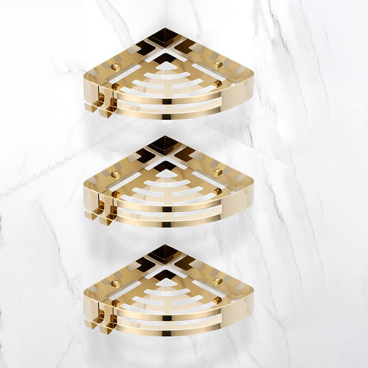 Stornfield | 3-Piece Gold/Silver Modern Bathroom Accessory Set, Bath Shelf