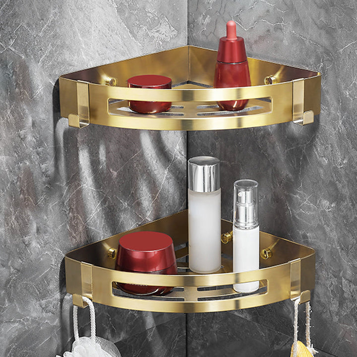 Stornfield | 3-Piece Gold/Silver Modern Bathroom Accessory Set, Bath Shelf