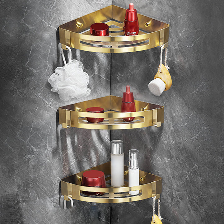 Stornfield | 3-Piece Gold/Silver Modern Bathroom Accessory Set, Bath Shelf