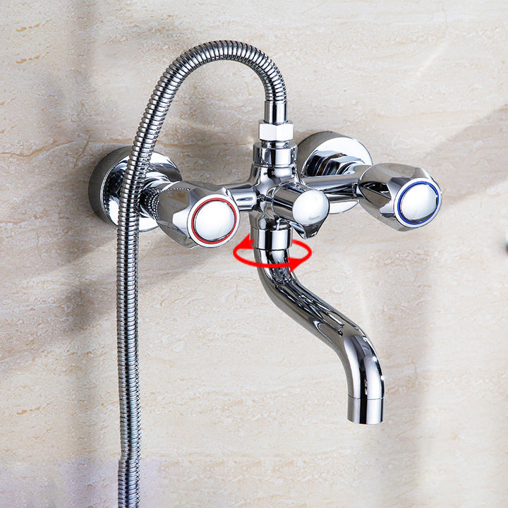Stornfield | Swivel Spout Wall Mounted Chrome Basin Mixer with Hand Shower
