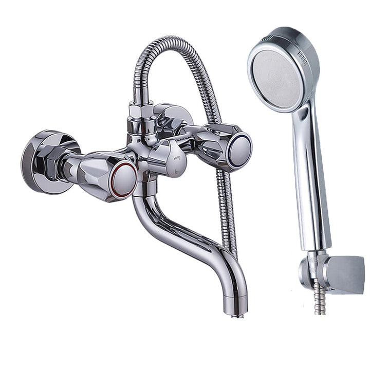 Stornfield | Swivel Spout Wall Mounted Chrome Basin Mixer with Hand Shower
