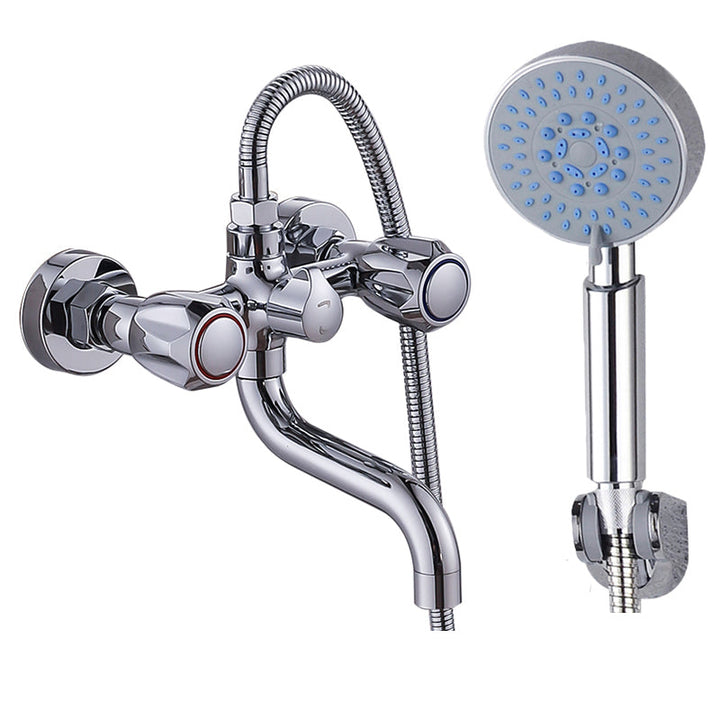 Stornfield | Swivel Spout Wall Mounted Chrome Basin Mixer with Hand Shower