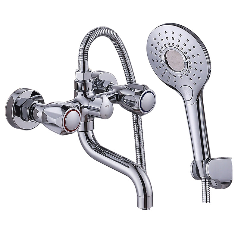 Stornfield | Swivel Spout Wall Mounted Chrome Basin Mixer with Hand Shower