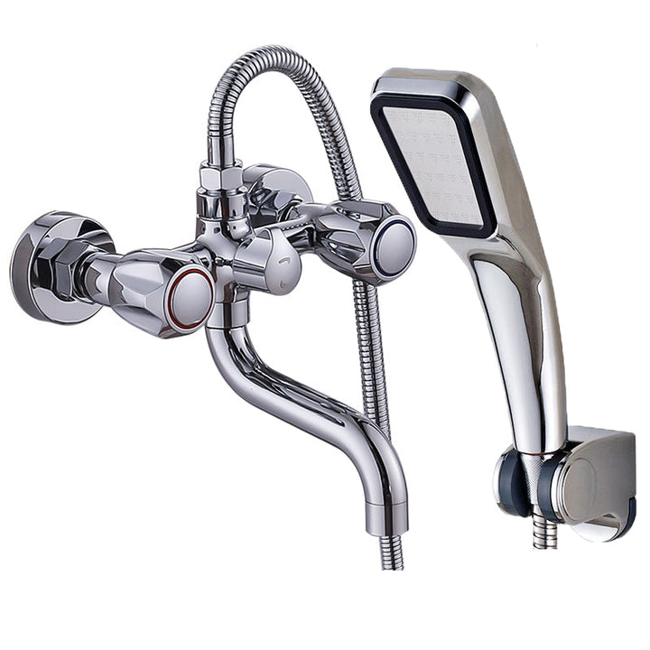 Stornfield | Swivel Spout Wall Mounted Chrome Basin Mixer with Hand Shower