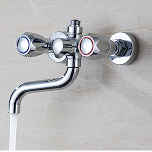 Stornfield | Swivel Spout Wall Mounted Chrome Basin Mixer with Hand Shower