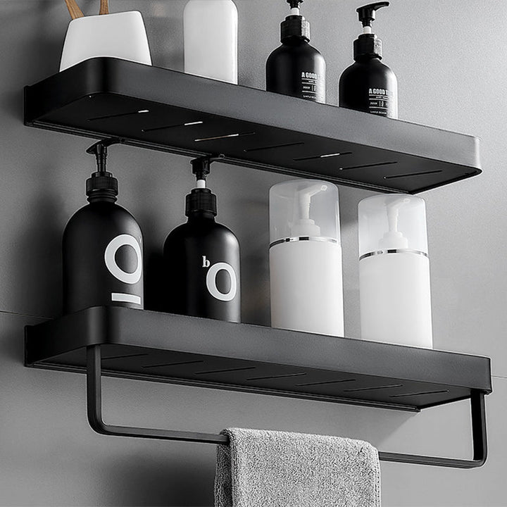 Stornfield | Modern Matte Black Bathroom Set 1/2 - Piece Stainless Steel Bathroom Shelf