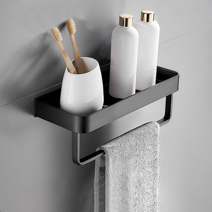 Stornfield | Modern Matte Black Bathroom Set 1/2 - Piece Stainless Steel Bathroom Shelf