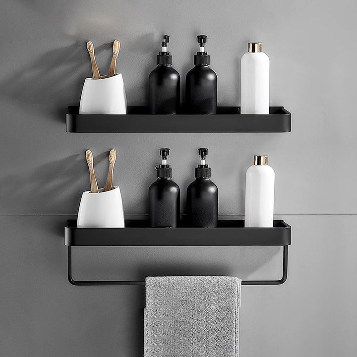 Stornfield | Modern Matte Black Bathroom Set 1/2 - Piece Stainless Steel Bathroom Shelf