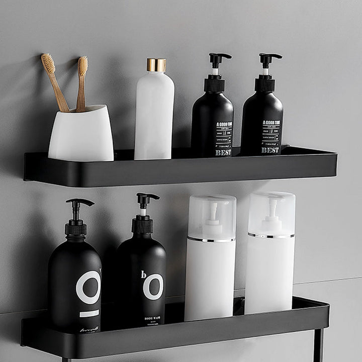 Stornfield | Modern Matte Black Bathroom Set 1/2 - Piece Stainless Steel Bathroom Shelf