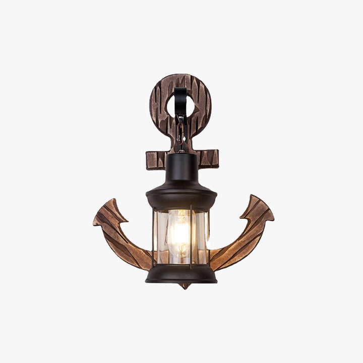 Stornfield | Vintage Anchor LED Wall Light - Industrial Metal and Wood for Dining Room/Living Room