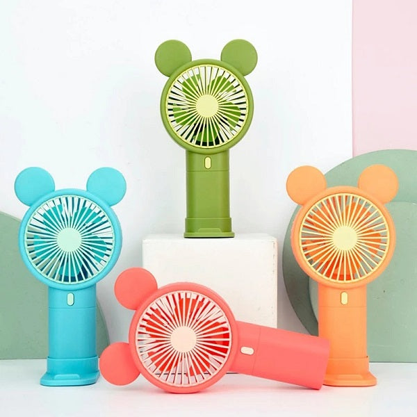 Mini Rechargeable Cartoon Fan With Phone Holder Base | Stornfield