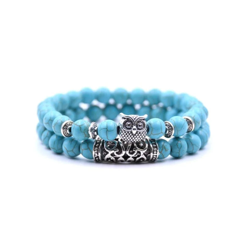 Stornfield | Bracelet en pierre naturelle avec charme hibou