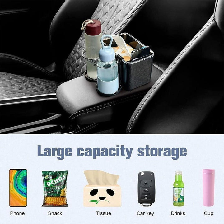 Armrest Organizer with Twin Fold-Flat Cup Holders Stornfield