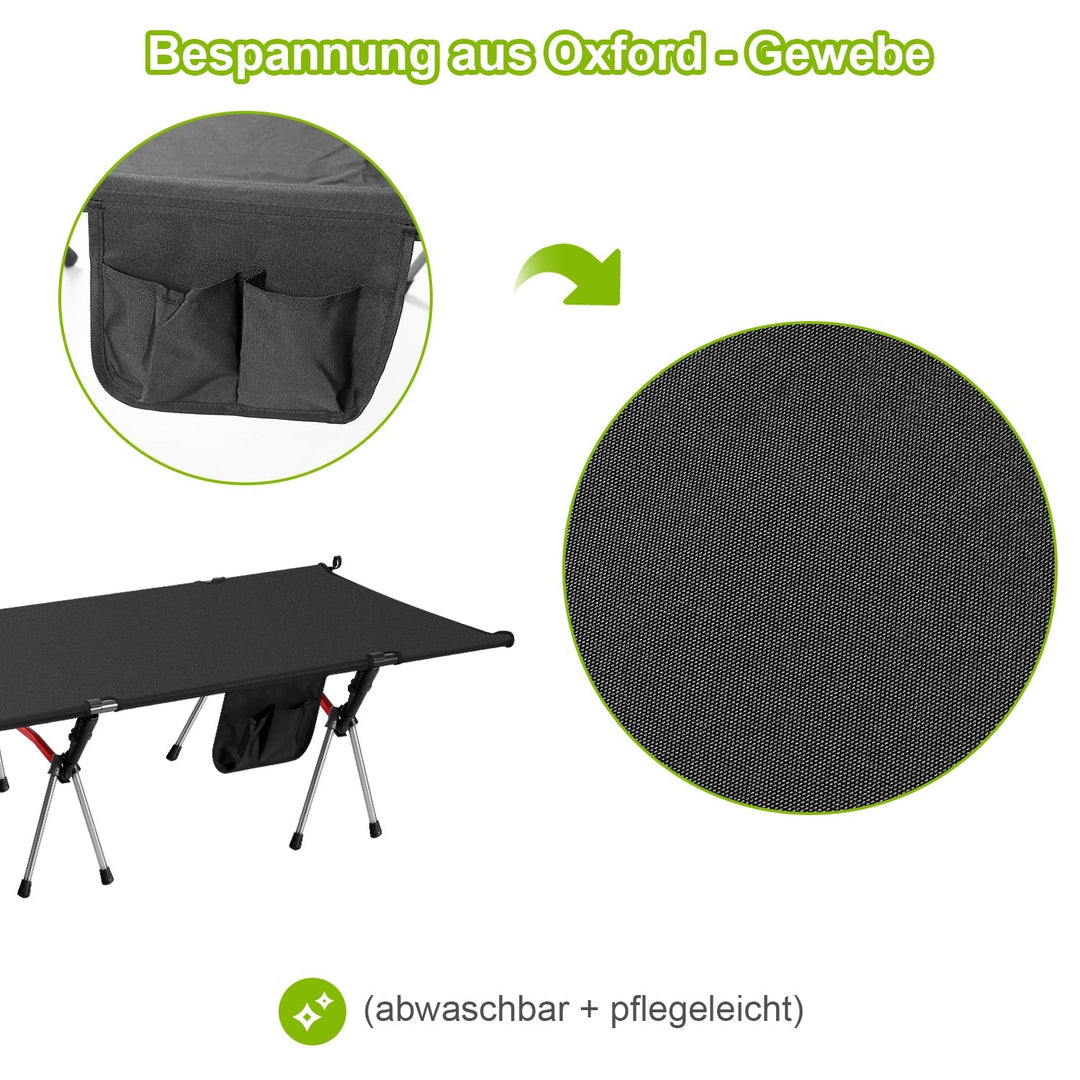 Folding Bed Black Camping Bed Height Adjustable | Stornfield