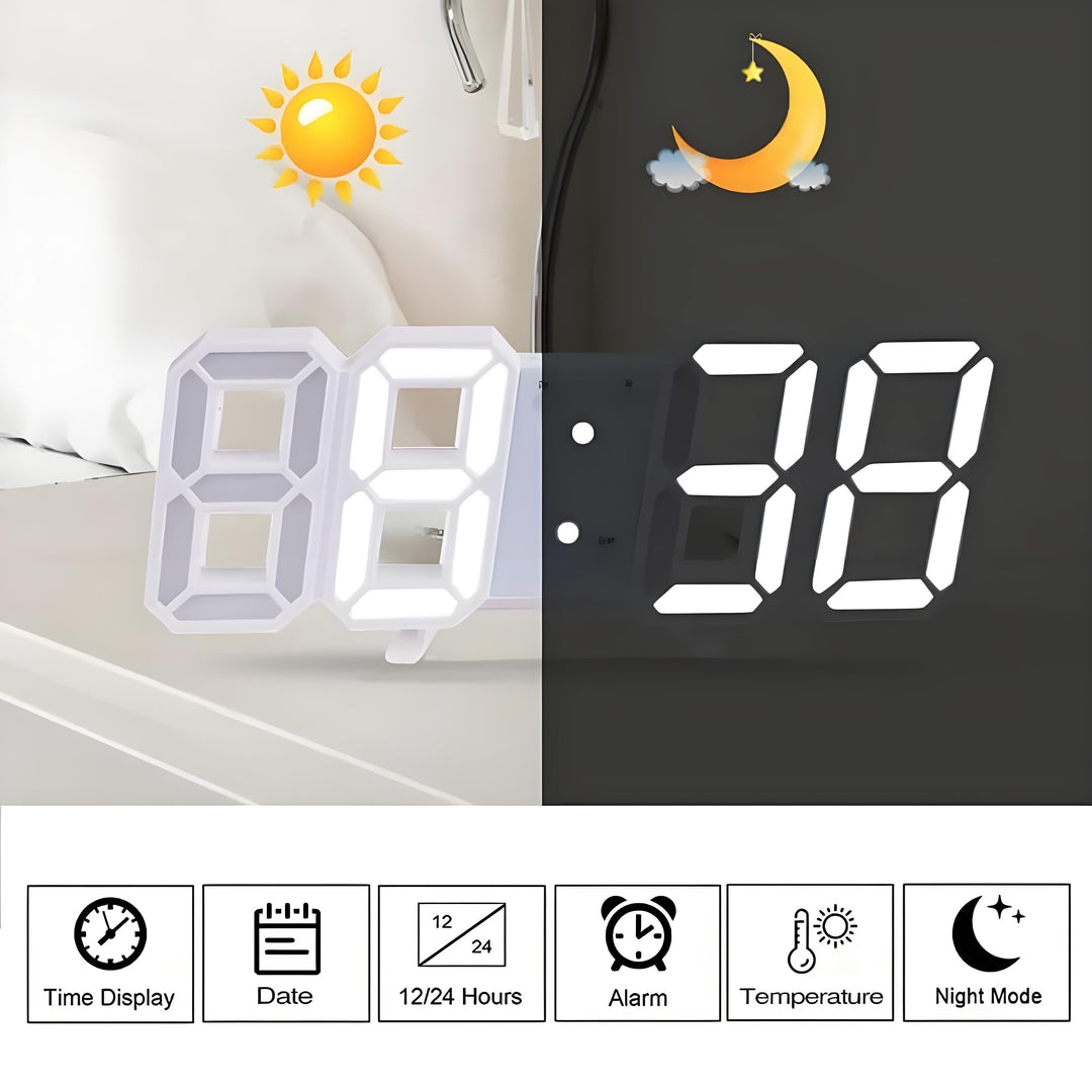 TimeSphere LED 3D Digital Clock with Calendar and Temp Display | Stornfield