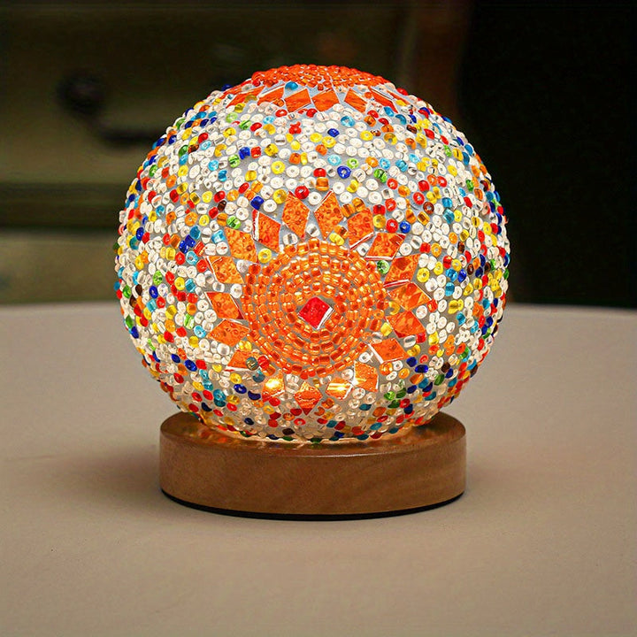 Stornfield | Mosaic Glass Table Lamp with Wood Base - Turkish and Moroccan Inspired