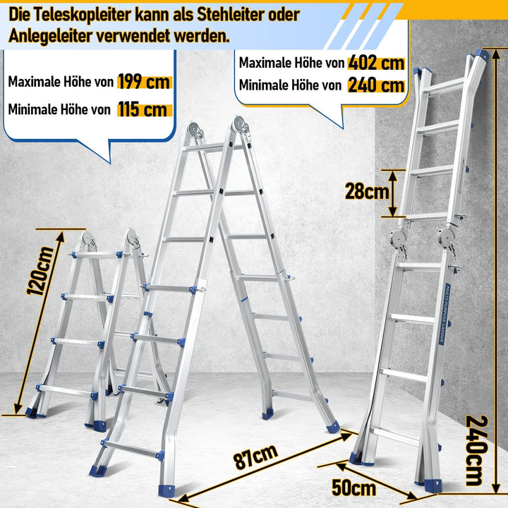 Telescopic ladder Multifunctional ladder 3 in 1 Aluminum ladder | Stornfield