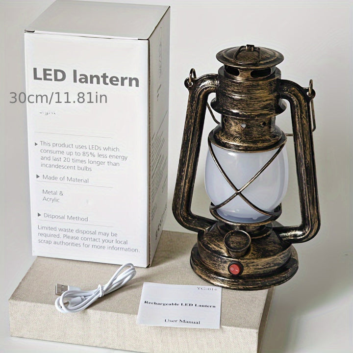 RetroGlow Lantern – Vintage LED Lantern with Flame Light Effect | Stornfield