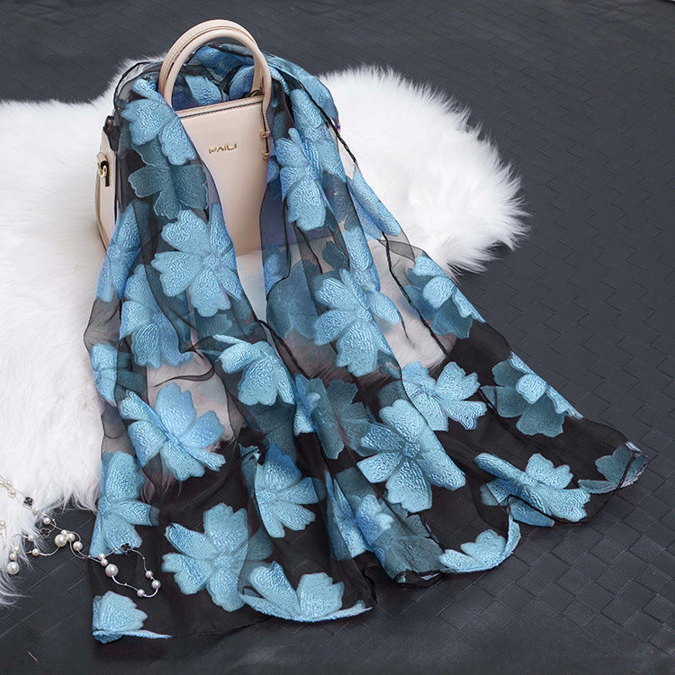 Stornfield | Silk scarf with cut flowers hollow motif