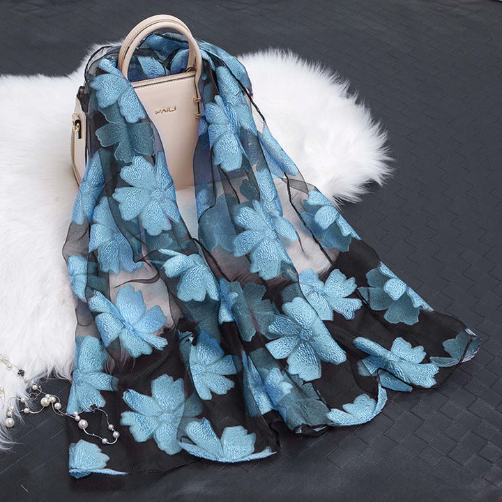 Stornfield | Silk scarf with cut flowers hollow motif