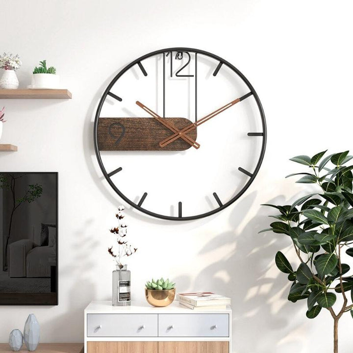 Stainless steel and walnut wall clock for timeless elegance | Stornfield