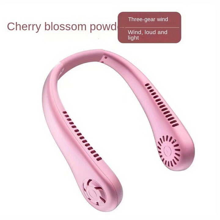 1pc Hands-Free Portable Neck Fan - Rechargeable, Leafless, and USB Powered - Perfect for Desk and Travel Use | Stornfield