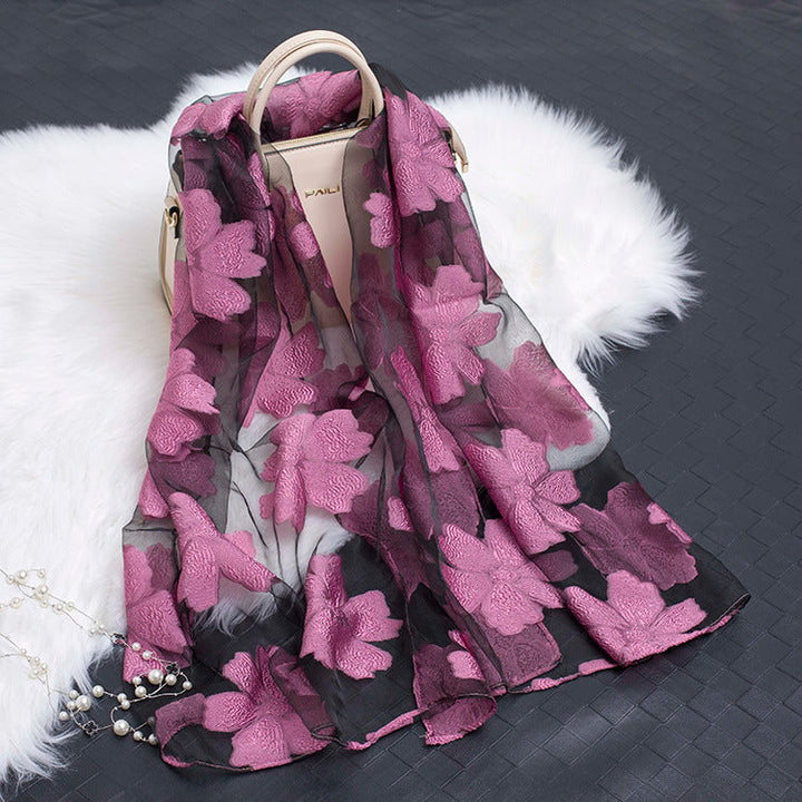 Stornfield | Silk scarf with cut flowers hollow motif