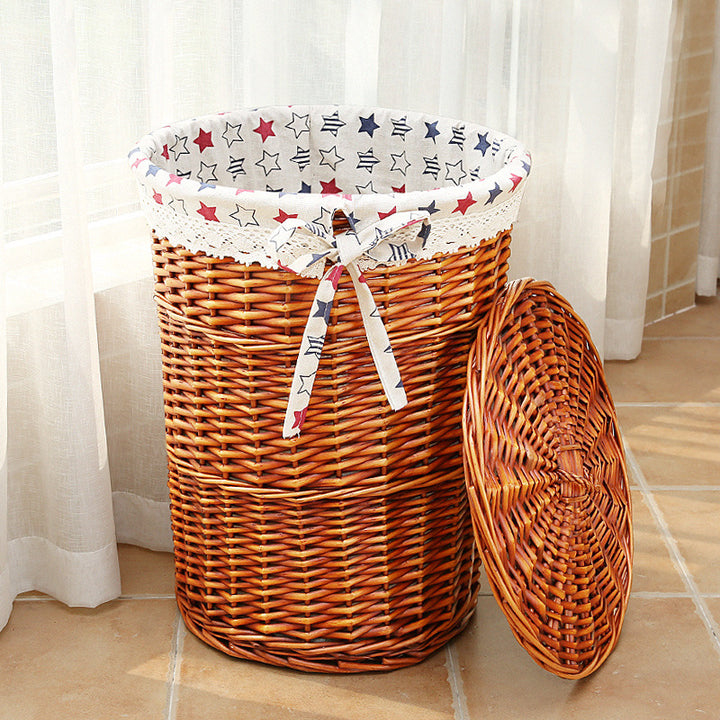 Women's laundry basket with decorative fabric lining and practical carrying handle Stornfield