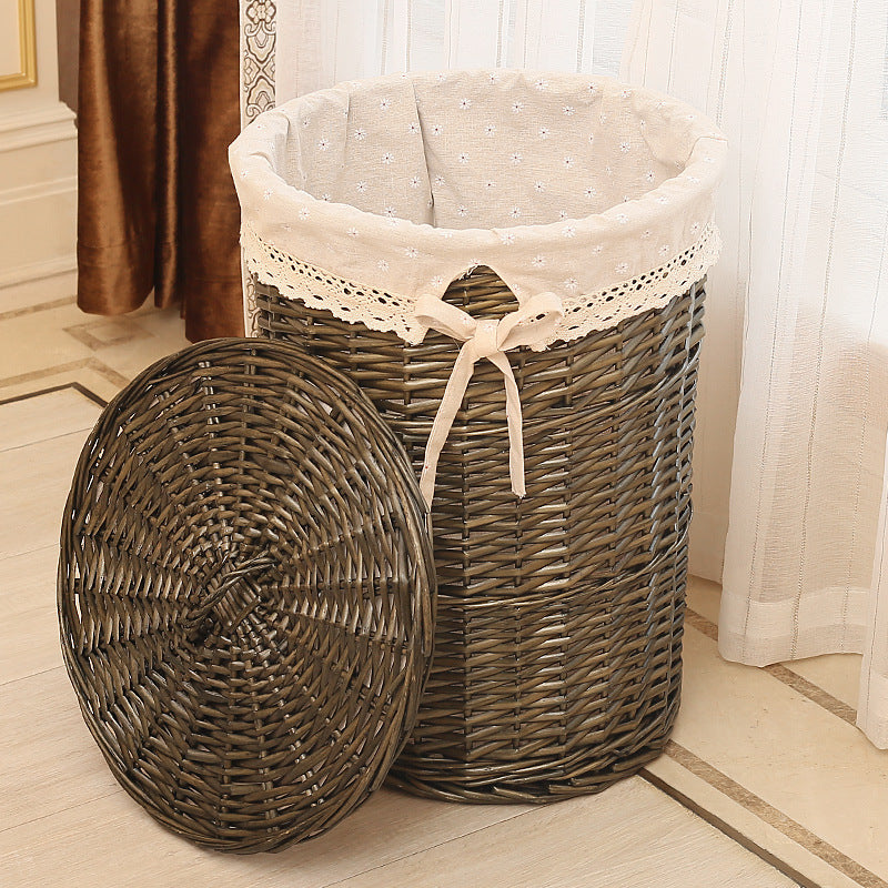 Women's laundry basket with decorative fabric lining and practical carrying handle Stornfield
