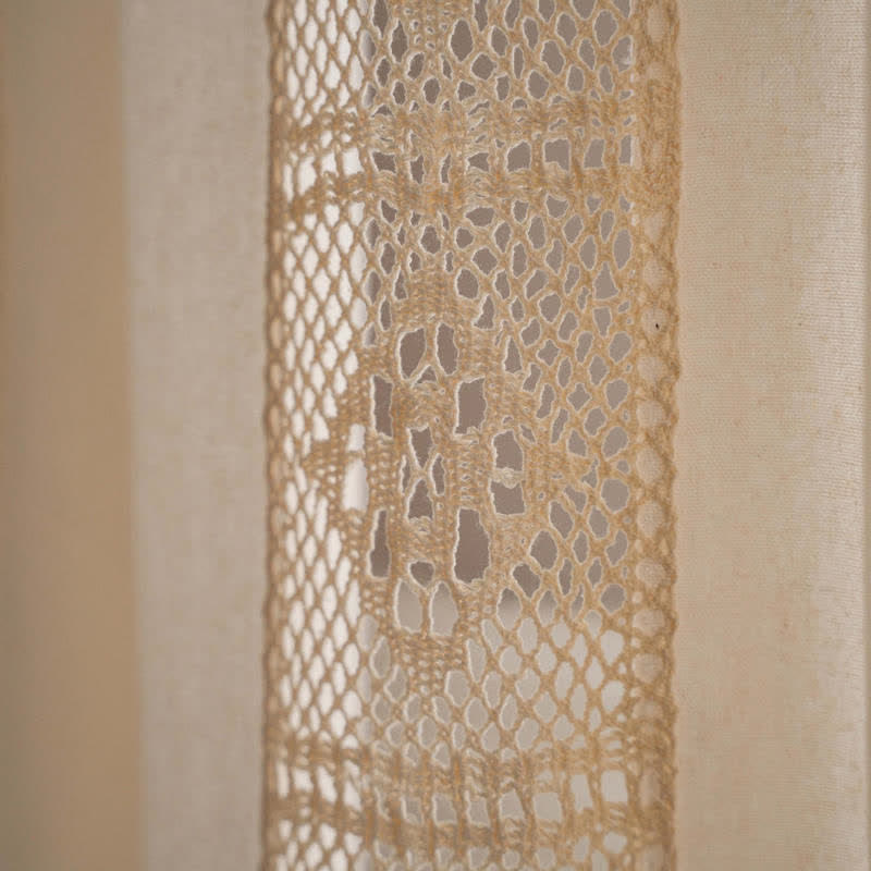 Beige Splicing Hollow-Out Light Filtering Curtain Set | Stornfield