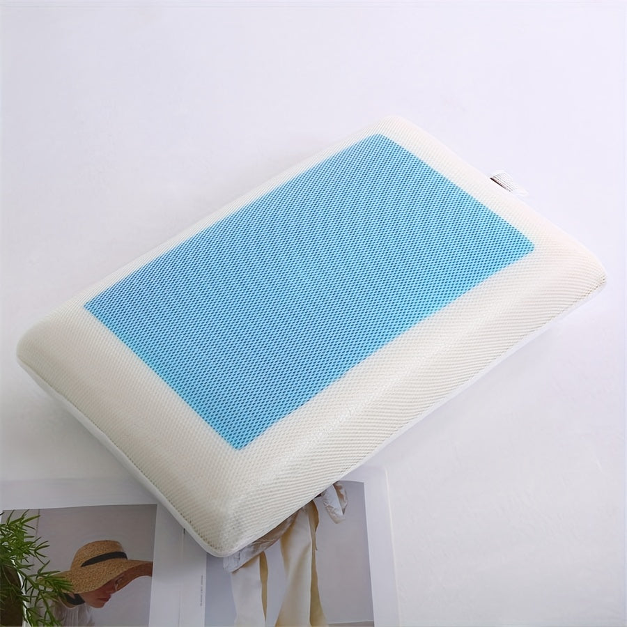 1pc Ergonomic Memory Foam Pillow with Breathable Mesh and Cooling Gel Core - Supports Neck and Back for Comfortable Sleep | Stornfield
