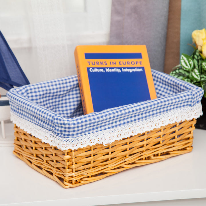 Women storage basket made of woven material with elegant fabric lining Stornfield