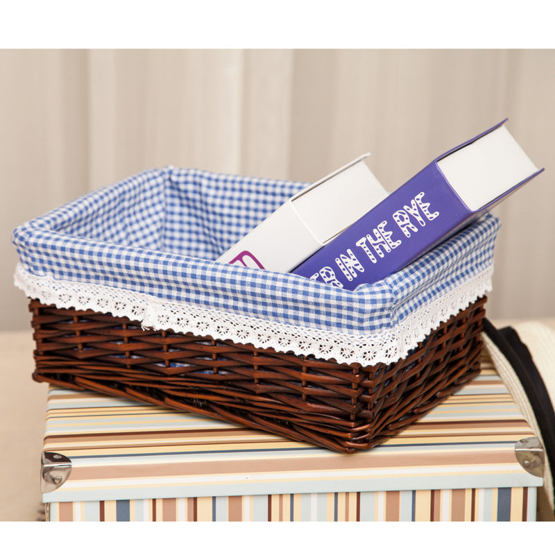 Women storage basket made of woven material with elegant fabric lining Stornfield