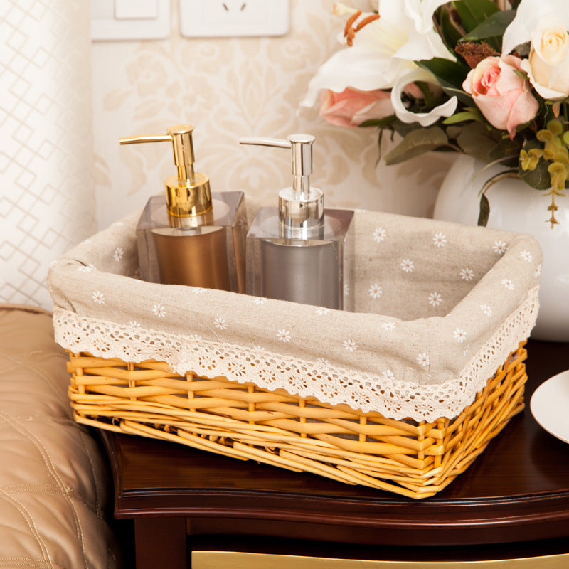 Women storage basket made of woven material with elegant fabric lining Stornfield
