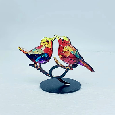 Stornfield | Stained Glass Birds on Branch Desktop Ornaments