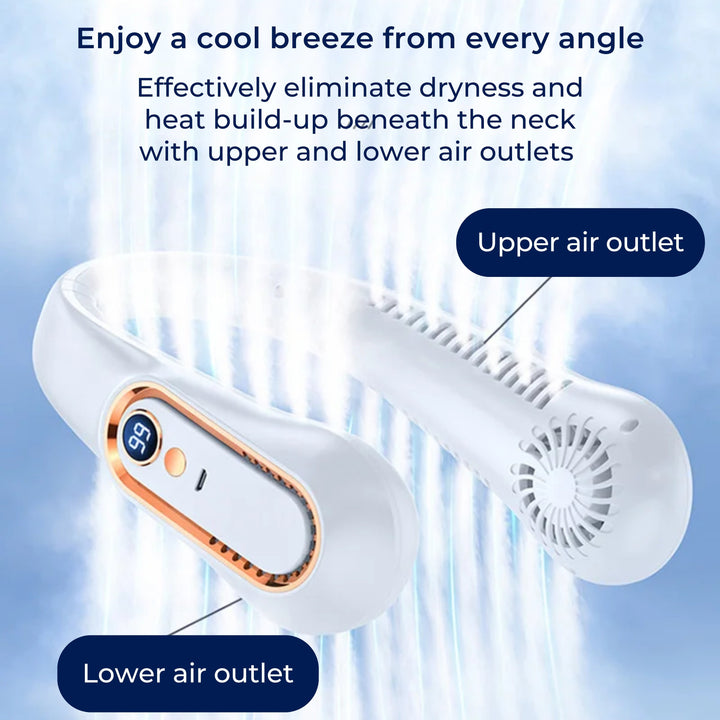 CoolEase | Portable Neck Fan – Hands-Free Bladeless Cooling – Five Speeds USB-C – Travel Office Commute Stornfield