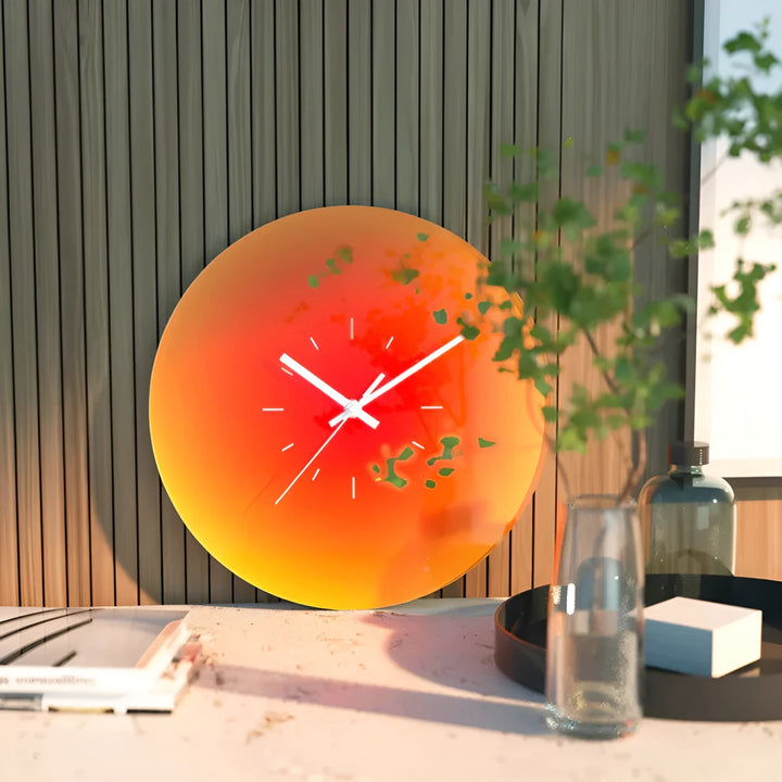 Glass Wall Clock – Modern Design with Sunset Motif | Stornfield