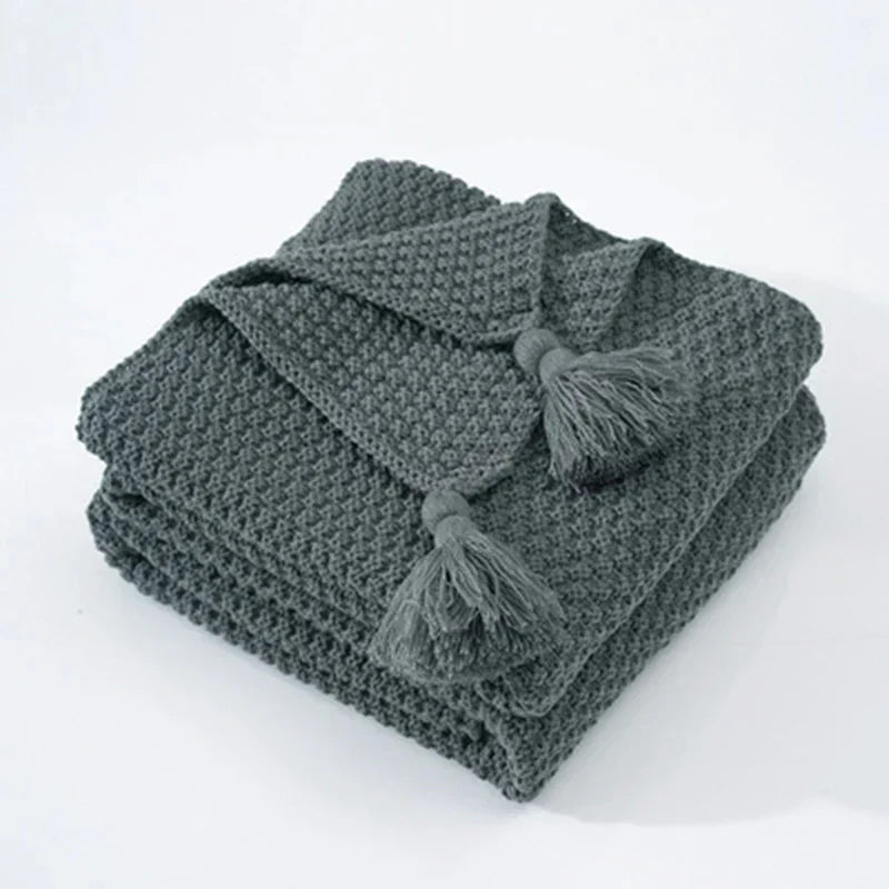 Stornfield | NordiWrap Knitted Wool Throw with Fringes | Nordic Design | Cozy and Stylish | Perfect for the Home