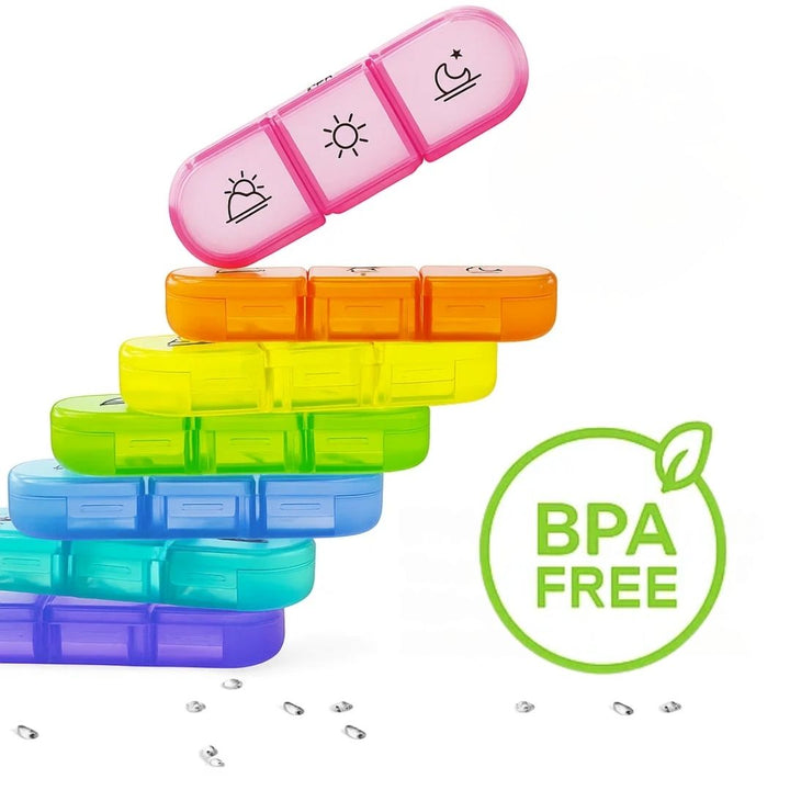MediTrack | Weekly Pill Organizer – Improves Medication Adherence - Easy‑Open Large Compartments – BPA‑Free Durable – Travel & Seniors Stornfield