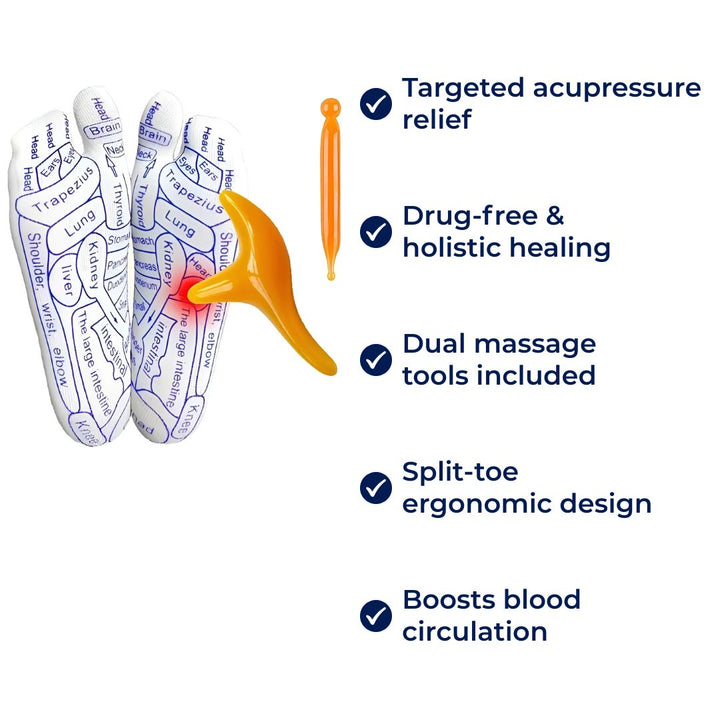 ReflexEase | Reflexology Socks – Printed Map & Tool – Breathable Separated-Toe Fabric – At-Home Stress Relief & Foot Fatigue Recovery Stornfield