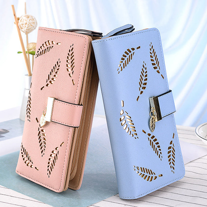 Ladies long wallet with leaf pattern | Stornfield