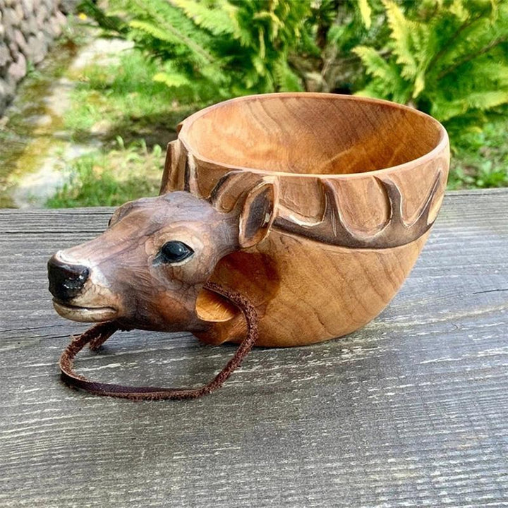 Stornfield | Hand-Carved Animal Head Wooden Mug