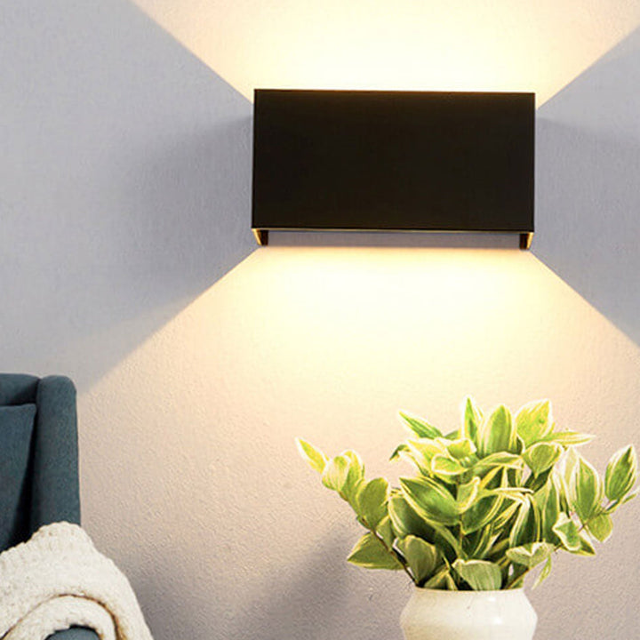 Modern Outdoor Waterproof Rectangular LED Up and Down Illuminated Outdoor Wall Sconce Lamp | Stornfield