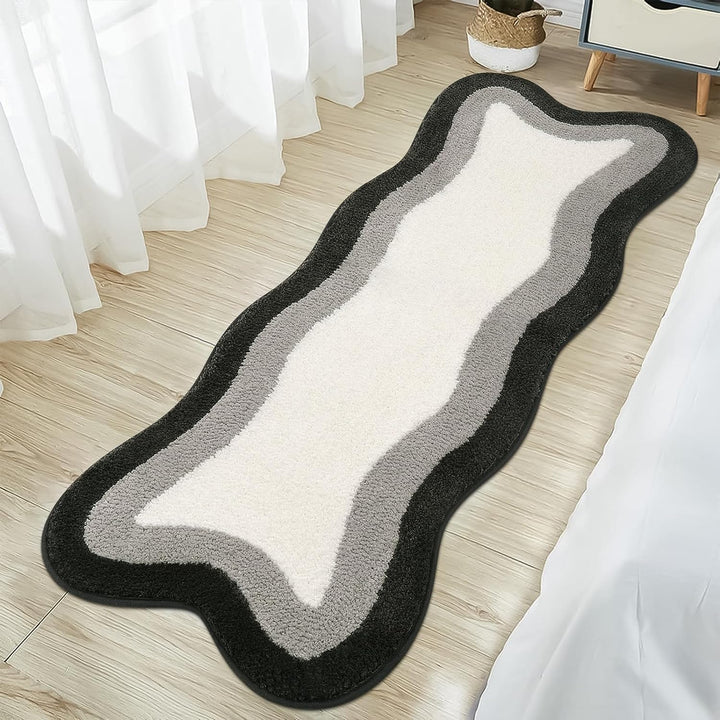 Stornfield | Tapis de bain dégradé noir, tapis pour salles de bain, joli tapis irrégulier antidérapant pour salle de douche