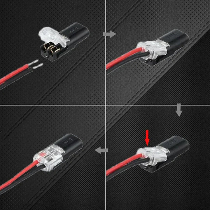 Double wire connector with locking buckle | Stornfield