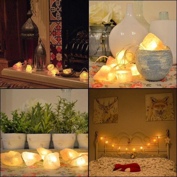 Stornfield | SolaraGleam Himalayan Salt LED Lights | Warm Amber Light | Natural Portable Crystal Home Decor
