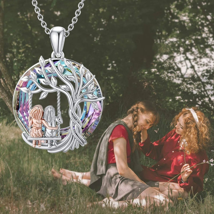 Stornfield | Tree of Life Sister on the Swing Cry-stal Pendant Necklace