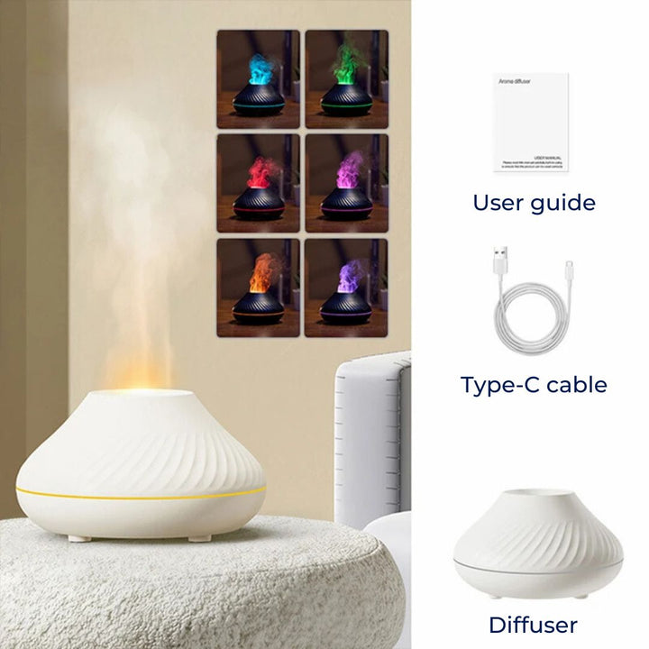 FlameGlow Air Humidifier Aromatherapy Diffuser | Adds Moisture - Relieves Dry Air - Helps You Relax - Quiet Diffuser for Home or Office Stornfield