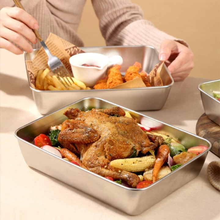 Stainless Steel Square Plate (With Lid) | Stornfield