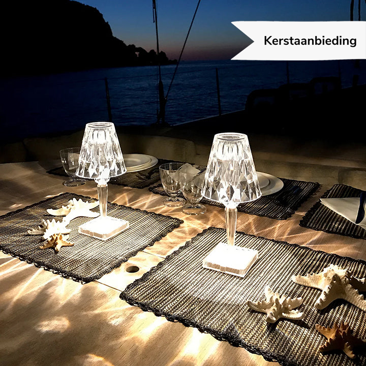 Stornfield | LuxeCrystal Lumière de Table Premium LED | Sans Fil | Éclairage Cristal Dimmer | Lumière d'Ambiance & Décoration